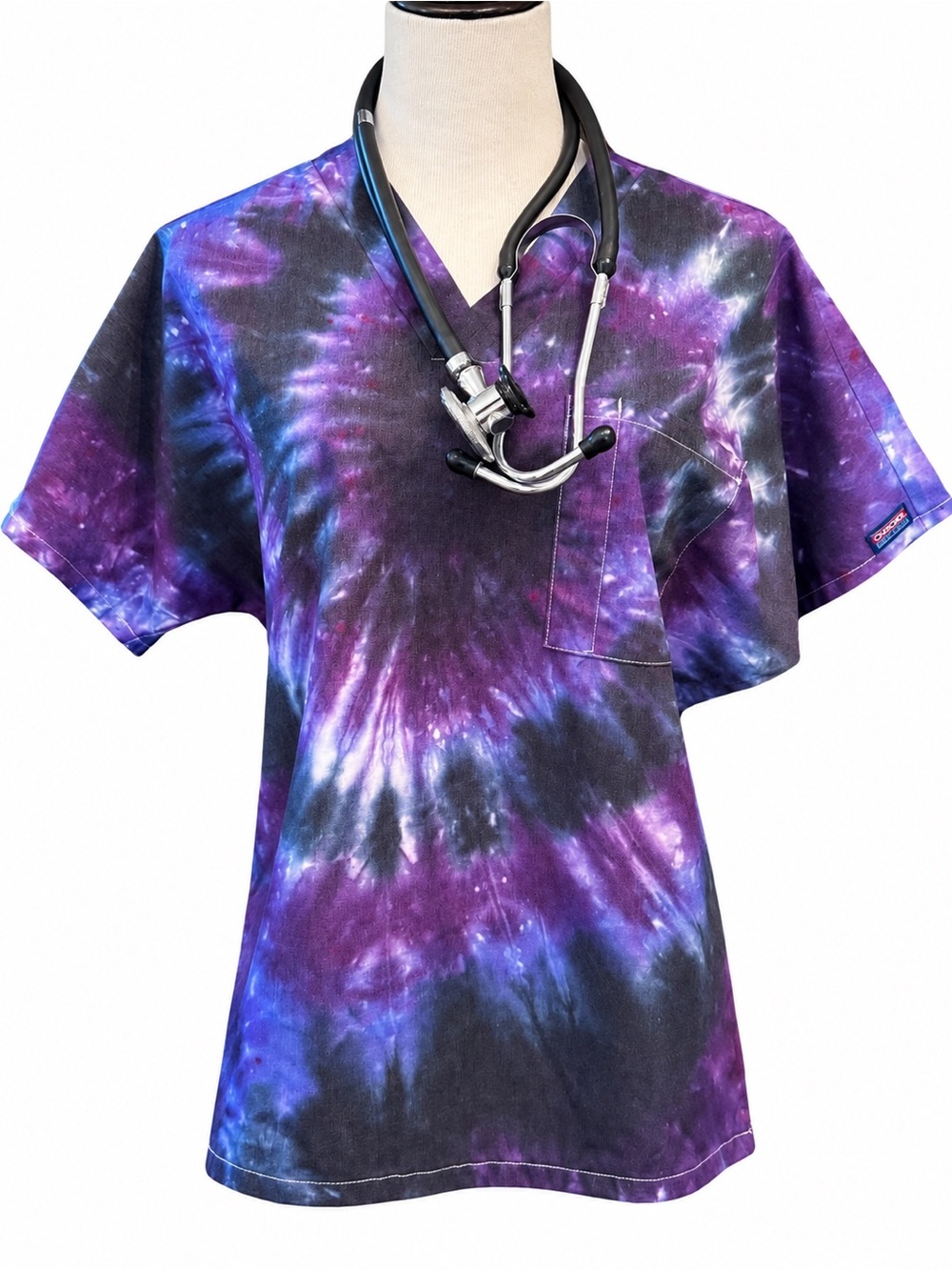 Unisex Size Small Purple Tie-Dye Medical Scrub Top